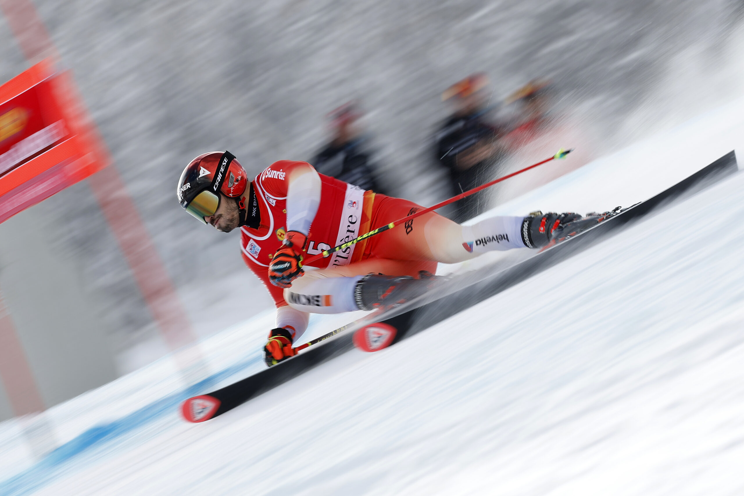VAL D'ISERE, FRANCE - DECEMBER 10: Loic Meillard of Team Switzerland in action during the Audi FIS Alpine Ski World Cup Men's Giant Slalom on December 10, 2022 in Val d'Isere, France. (Photo by Alexis Boichard/Agence Zoom)